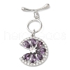 Brass with Pave Cubic Zirconia Toggle Clasps KK-N254-88P-1