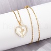 Brass Micro Pave Cubic Zirconia Plastic Imitation Shell Pendant Neckalces NJEW-C076-10G-2
