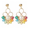 Flower Colorful Glass Beads Dangle Earrings for Girl Women EJEW-TA00010-1