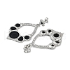 304 Stainless Steel Enamel Flower Dangle Stud Earrings EJEW-Z075-09P-02-2