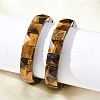 Sqaure Natural Tiger Eye Beads Stretch Bracelets for Women Men BJEW-C097-06Q-3
