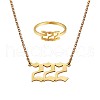 Angel Number Pendant Necklace & Open Cuff Ring JX196A-1