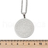 304 Stainless Steel Religion Flat Round Pendant Box Chain Necklaces for Women Men NJEW-R013-08P-5