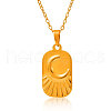 Stainless Steel Rectangle with Moon Pendant Necklaces for Women IT7589-2-2
