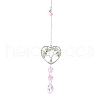 Wire Wrapped Natural Green Aventurine Heart with Tree of Life Pendant Decorations HJEW-K046-02P-07-2