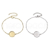 2Pcs 2 Colors 304 Stainless Steel Round Cabochon Setting Bracelets BJEW-JB11089-1