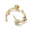 Brass Flower Hoop Earring Findings ZIRC-L097-054G-4