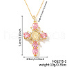 Brass Pave Cubic Zirconia Virgin Mary Cross Pendant Necklaces FU1040-2-1