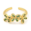 Flower Rack Plating Brass Micro Pave Cubic Zirconia Open Cuff Rings for Women RJEW-N047-01G-05-RS-2