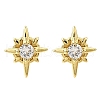 Star Brass Micro Pave Cubic Zirconia Stud Earrings EJEW-G433-01G-02-4