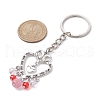 Alloy Heart & Glass Bead Pendant Keychain KEYC-JKC00621-3