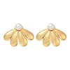 304 Stainless Steel ABS Plastic Pearl Stud Earrings STAS-D368-01D-G-4