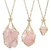 3Pcs 3 Styles 304 Stainless Steel Empty Macrame Pouch Pendant Singapore Chain Necklace Making NJEW-JN05283-3