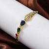 Rack Plating Brass Micro Pave Cubic Zirconia Hinged Bangles BJEW-H624-01G-1