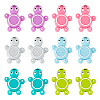 Olycraft 12Pcs 6 Colors Tortoise Silicone Beads SIL-OC0001-09-1