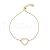 Heart Brass Micro Pave Clear Cubic Zirconia Link Bracelets BJEW-H605-01G-01-1