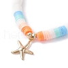 Heart & Polymer Clay Heishi Beads Stretch Bracelets Set BJEW-TA00044-12