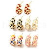 Brass & Enamel Heart Stud Earrings for Women EJEW-U015-01G-1