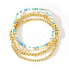 4Pcs 4 Styles Glass Seed Cylinder Beads Stretch Bracelet & Brass Round Beads Stretch Bracelet Set BP7471-5-1