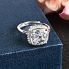 Adjustable 925 Sterling Silver Micro Pave Cubic Zirconia Cuff Rings for Women RJEW-F183-01C-01-2