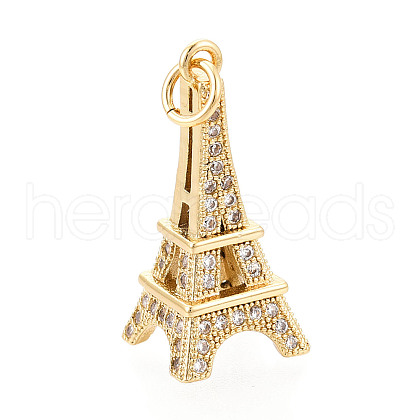 Brass Micro Pave Cubic Zirconia Pendants KK-N268-04G-1