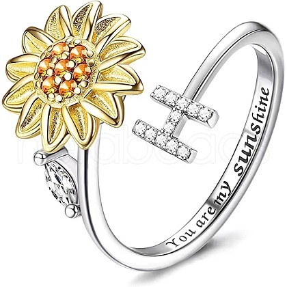 Adjustable Brass Rhinestone Rotating Cuff Rings FS-WG5B177-08-1