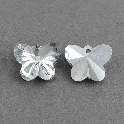Butterfly Electroplated Glass Pendants EGLA-R083-01-1