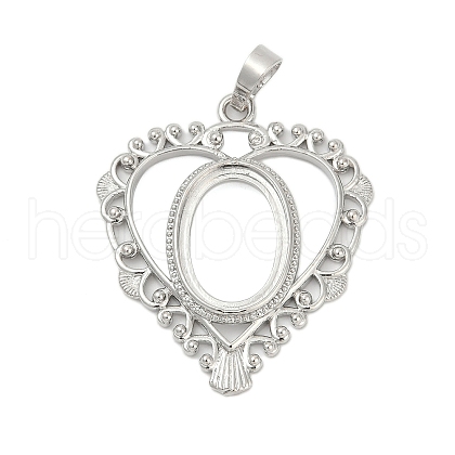 Heart Brass Pendant Cabochon Settings KK-S521-12P-1