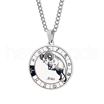 Non-Tarnish Unisex 201 Stainless Steel Constellation Pendant Necklaces NJEW-T011-LA721-1-1