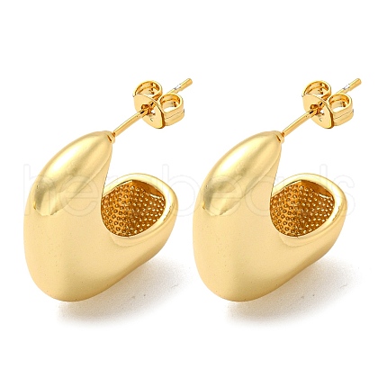 Rack Plated Chunky Letter C Brass Stud Earrings for Women EJEW-Z048-13G-1