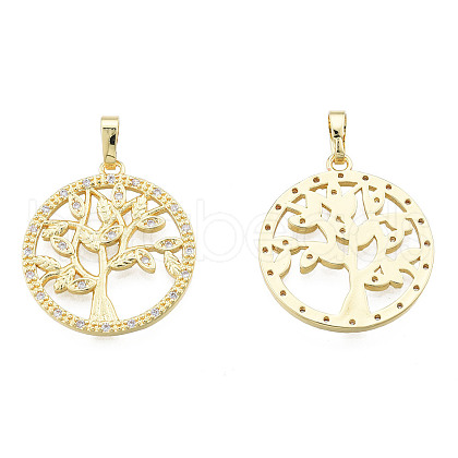 Brass Micro Pave Clear Cubic Zirconia Pendants ZIRC-N039-248-1