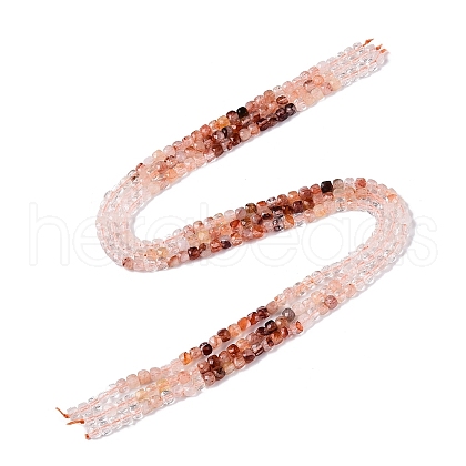 Gradient Color Natural Red Hematoid Quartz/Ferruginous Quartz Beads Strands G-N342-134-1