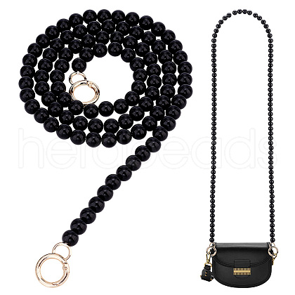 Black Plastic Imitation Pearl Round Beaded Bag Handles FIND-WH0127-22F-1