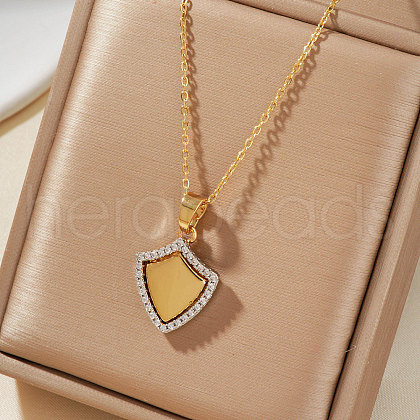 Elegant Brass Micro Pave Clear Cubic Zirconia Pendant Necklaces FA0989-3-1
