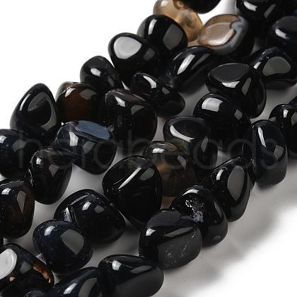 Natural Black Agate Beads Strands G-H295-B01-15-1