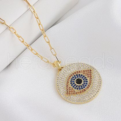 Brass Micro Pave Colorful Cubic Zirconia Pendant Necklaces for Women FS-WG8D67C-03-1