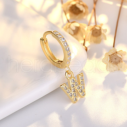 Brass Micro Pave Clear Cubic Zirconia Hoop Earrings WGE85EC-23-1