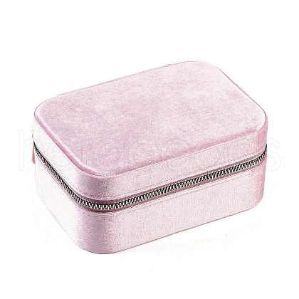 Italian Velvet Double Layers Jewelry Set Storage Zipper Boxes with Mirror Inside CON-G023-09B-1