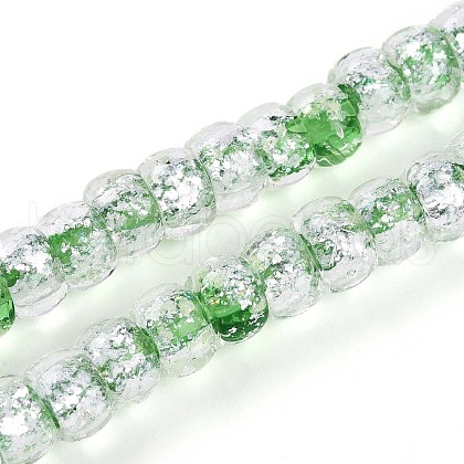 Luminous Handmade Silver Foil Glass Beads Strands FOIL-N029-02B-06-1