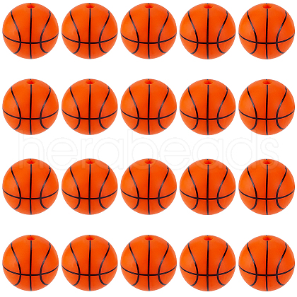 SUNNYCLUE 32Pcs All Kinds of Sports Balls Silicone Beads SIL-SC0001-81B-1