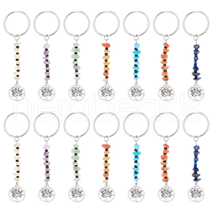 Flat Round with Tree of Life Alloy Keychain KEYC-AB00076-1