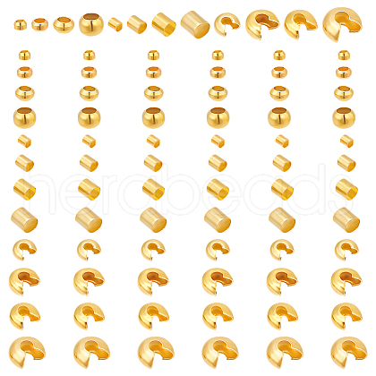 240Pcs 12 Styles Brass & Iron Crimp Beads FIND-LP0001-05-1
