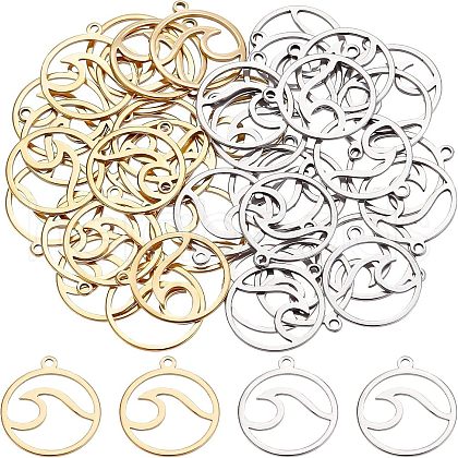 Unicraftale 40Pcs 2 Colors Stainless Steel Pendants STAS-UN0028-48-1
