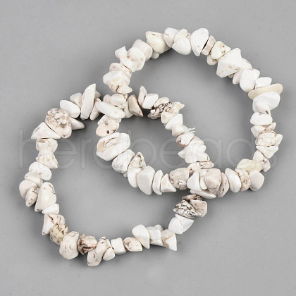 Unisex Chip Natural Magnesite Beaded Stretch Bracelets BJEW-S143-41-1