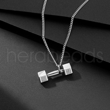 Dumbbell 304 Stainless Steel Pendant Necklaces FS-WGFA125-02-1