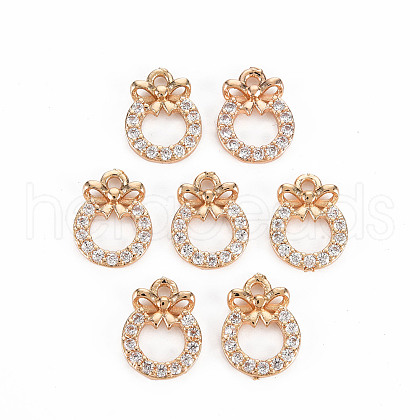 Rack Plating Brass Micro Pave Clear Cubic Zirconia Charms X-KK-T060-14-RS-1