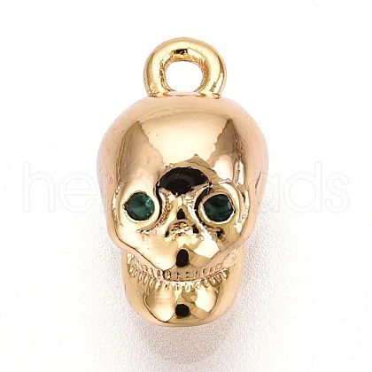 Brass Micro Pave Clear Cubic Zirconia Pendants KK-T075-45G-1