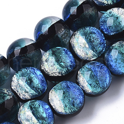 Handmade Silver Foil Glass Lampwork Beads Strands FOIL-T003-03A-1