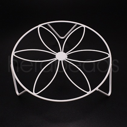 Flat Round with Flower Pattern Iron Display Decorations AJEW-WH0244-09A-1