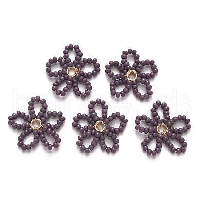 Glass Seed Beads Pendants FIND-R086-06F-1
